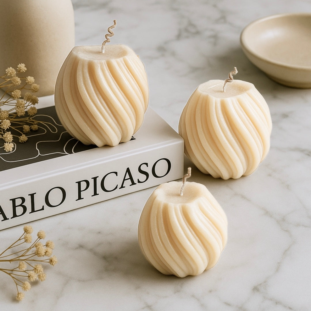 Swirl Sphere Candles- Soy Wax Scented Candles Handcrafted