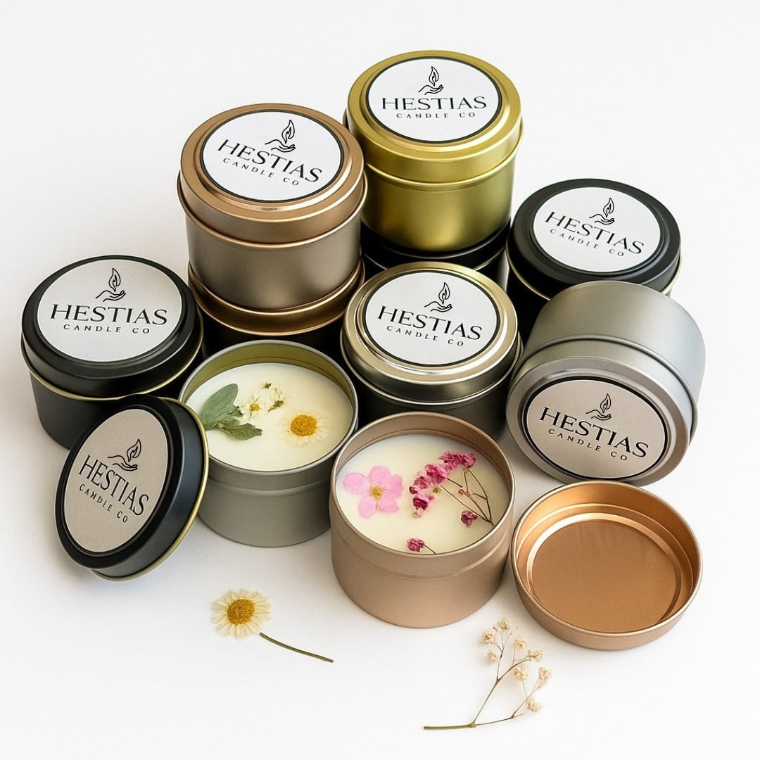 Floral Soy Candles - Elegant Tin Scented Candles