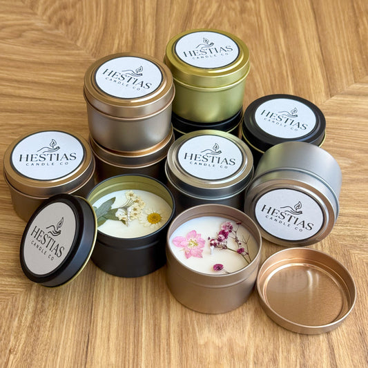 Floral Soy Candles - Elegant Tin Scented Candles