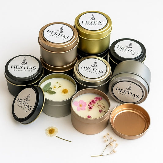 Floral Soy Candles - Elegant Tin Scented Candles