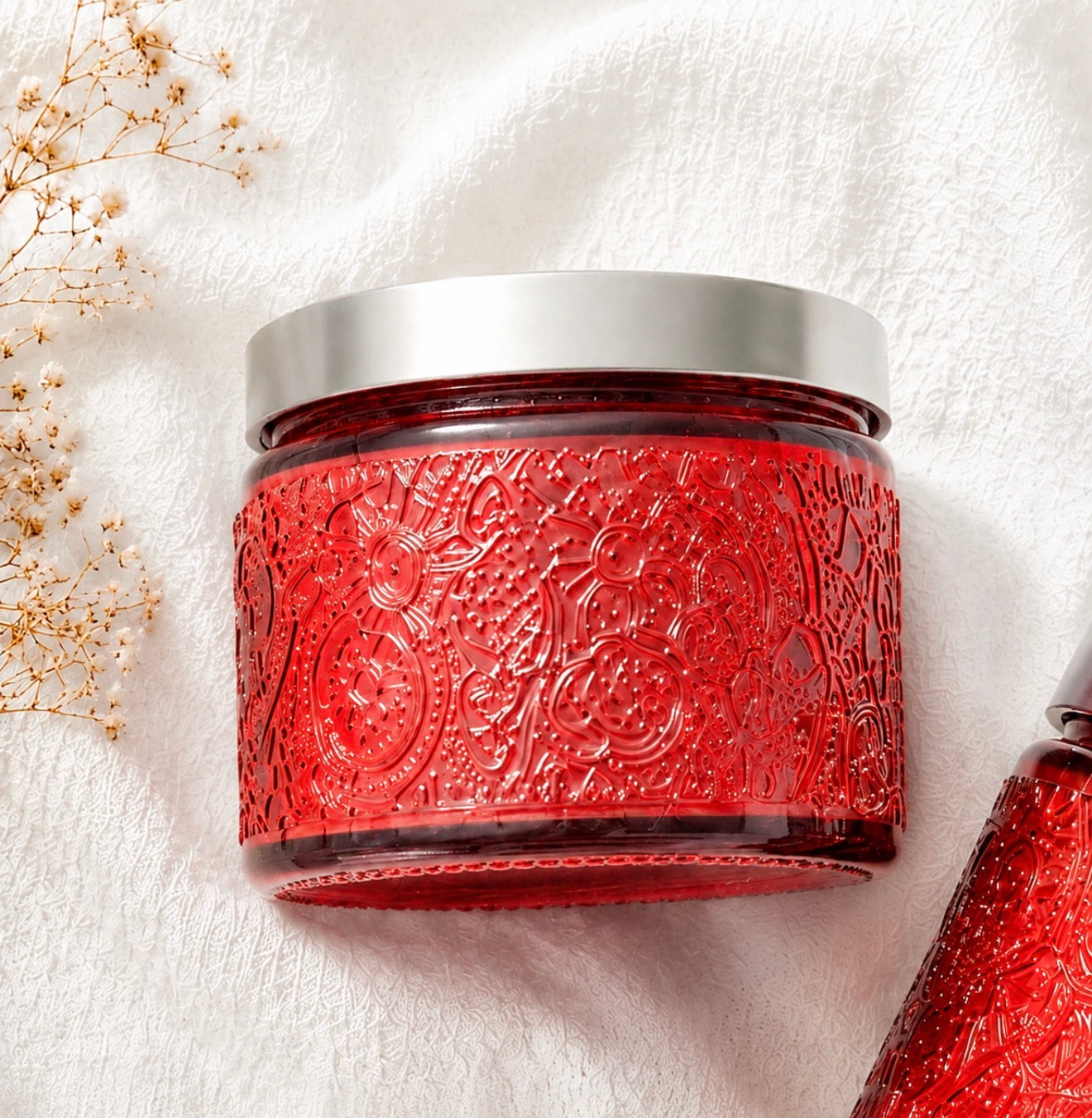 Embroidered Glass Candles