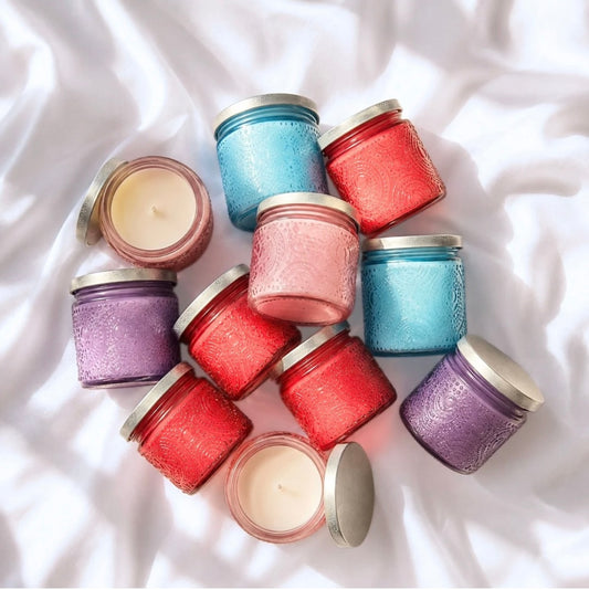 Embroidered Glass Candles